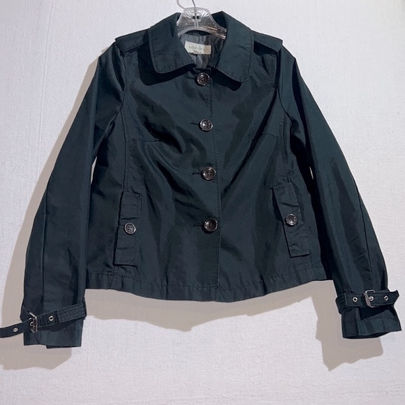 Short Trench Women’s Small Black Pea Coat Waist Length Trench Coat Jacket - Picture 13 of 13